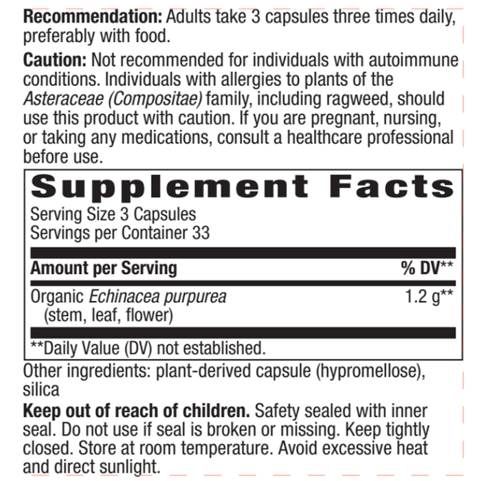 Echinacea Supplement Facts