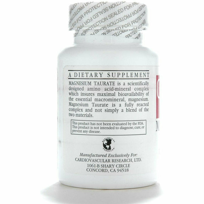 Ecological Formulas Magnesium Taurate 125 mg 60 capsules suggested use label