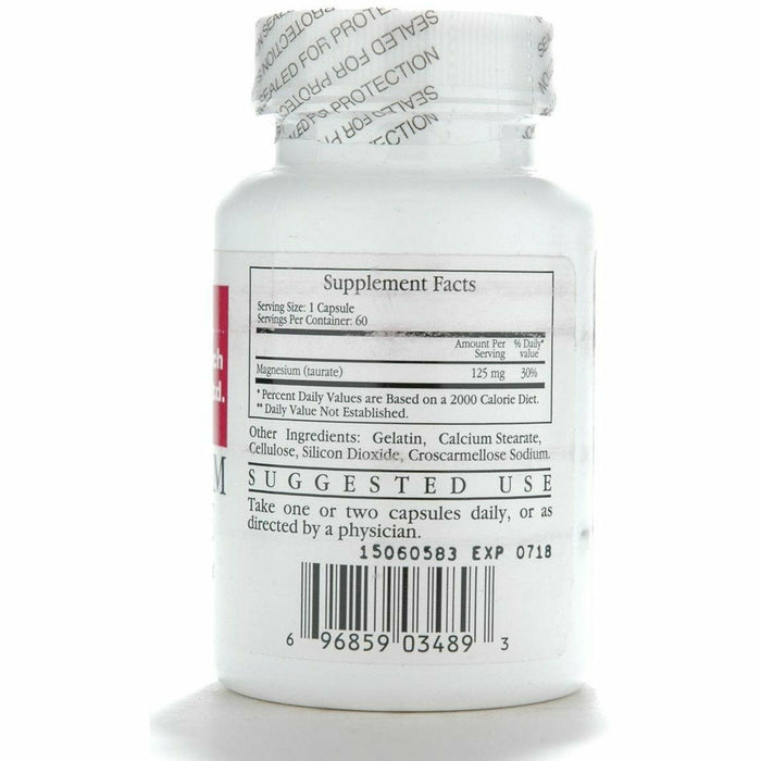 Ecological Formulas Magnesium Taurate 125 mg 60 capsules supplement facts label