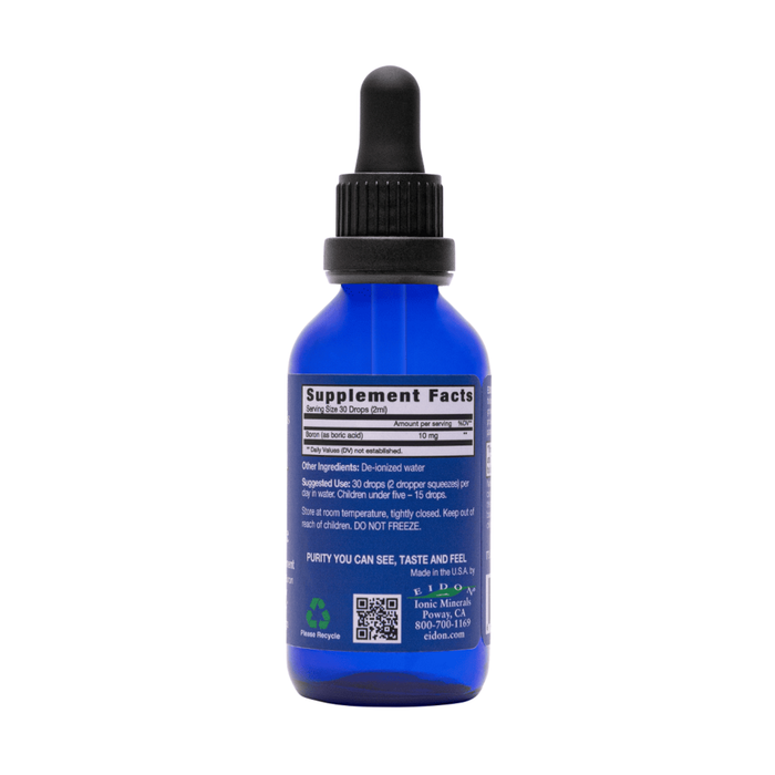 Eidon Boron Liquid 2 fl oz supplement facts label