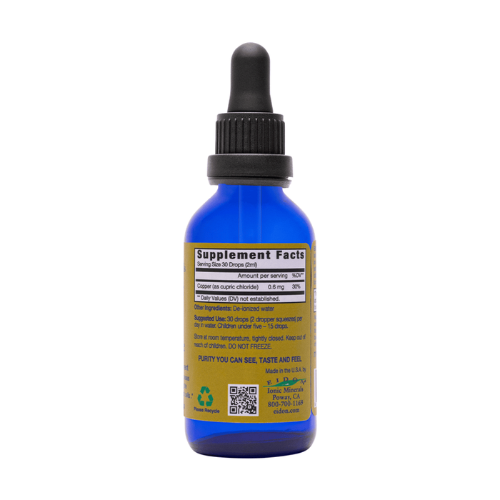 Eidon Copper Liquid 2 fl oz supplement facts label