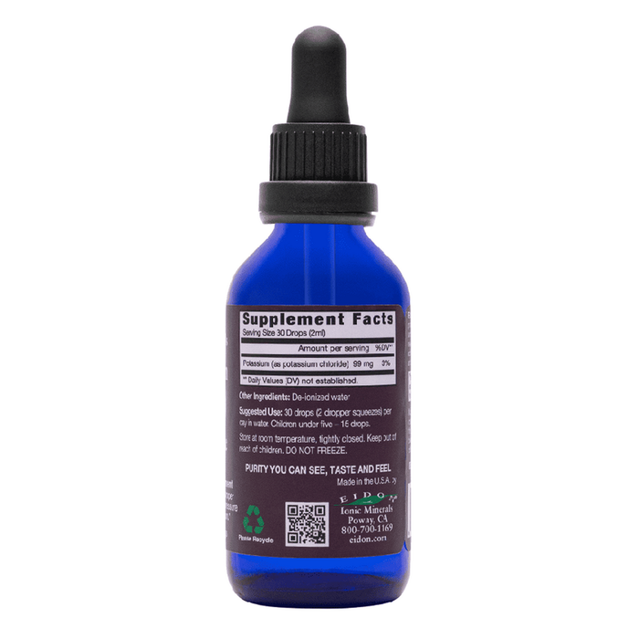 Eidon Potassium Liquid 2 fl oz supplement facts label