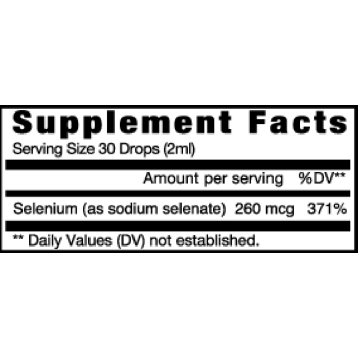 Eidon Selenium Liquid 2 fl oz supplement facts label