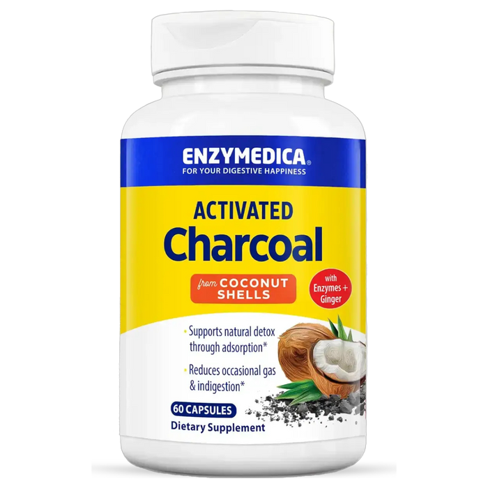 Enzymedica Activated Charcoal, 60 capsules, front of bottle