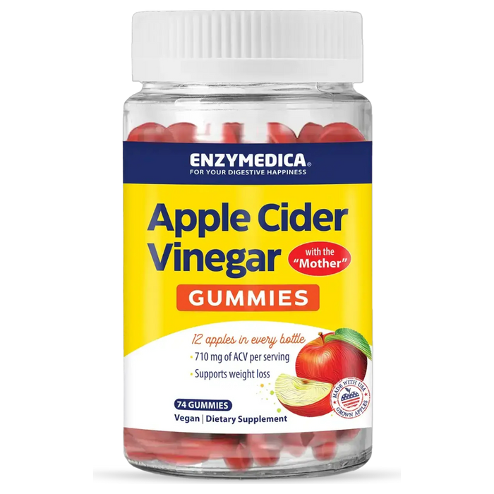 Enzymedica Apple Cider Vinegar Gummies, 74 gummies, front of bottle