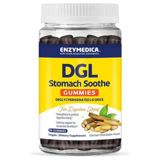 Enzymedica DGL Stomach Soothe Gummies 400 mg, 74 gummies, front of bottle