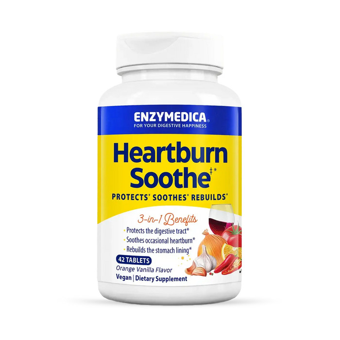 Enzymedica Heartburn Soothe, 42 chewable tablets, front of bottle