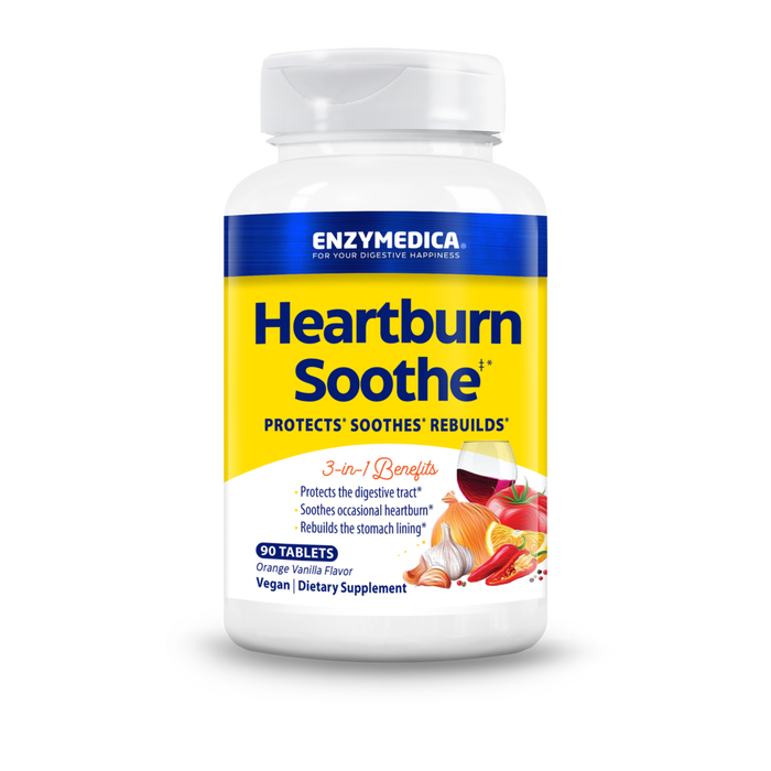Enzymedica Heartburn Soothe, 90 chewable tablets, front of bottle
