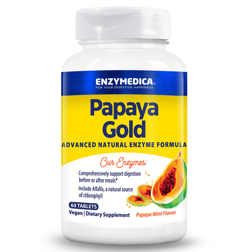 Enzymedica Papaya Gold Advanced Natural Enzyme Formula, 60 chewable tablets, front of bottle