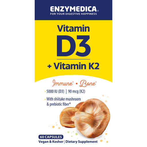 Enzymedica Vitamin D3 + Vitamin K2, 60 capsules, front of package