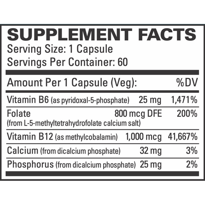 EuroMedica Active B Complex 60 capsules supplement facts label