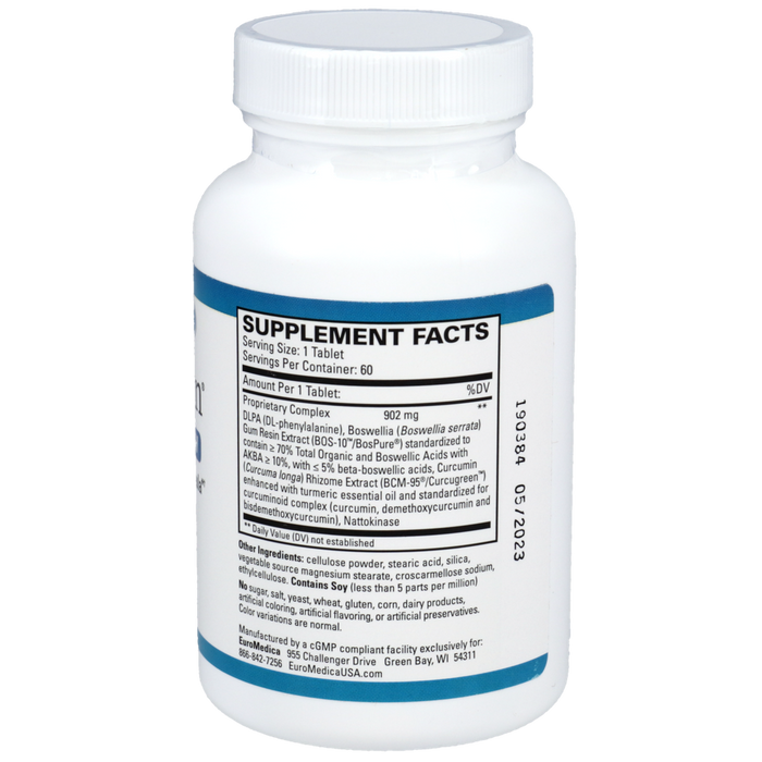 EuroMedica Curaphen Extra Strength 60 tablets supplement facts label