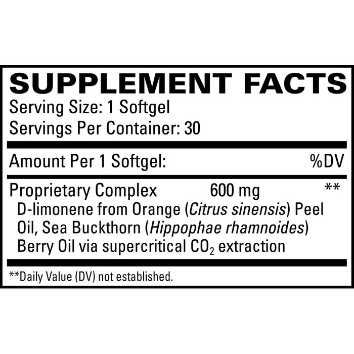 EuroMedica Heartburn Relief 30 softgels supplement facts label