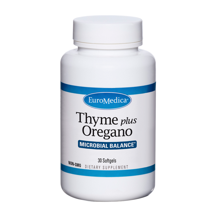 EuroMedica Thyme plus Oregano, 30 softgels, front of bottle