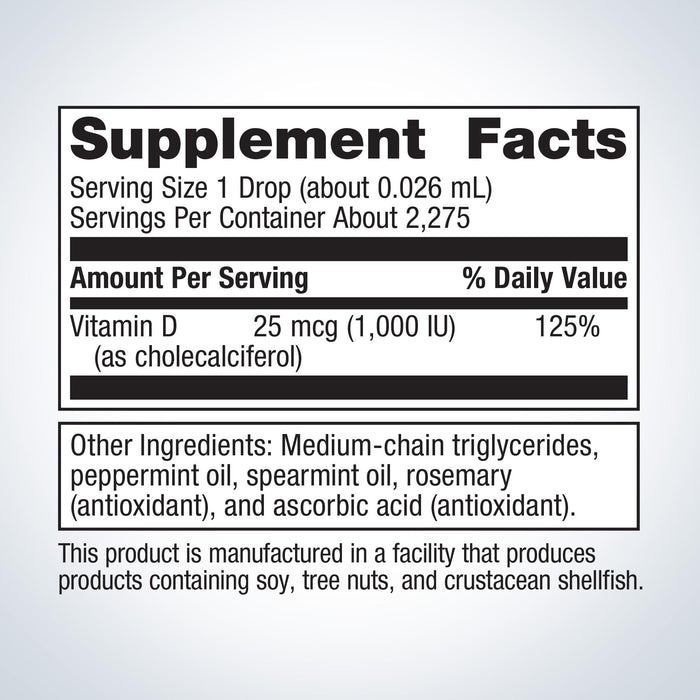 Vitamin D3 Liquid Mint 2 oz by Metagenics