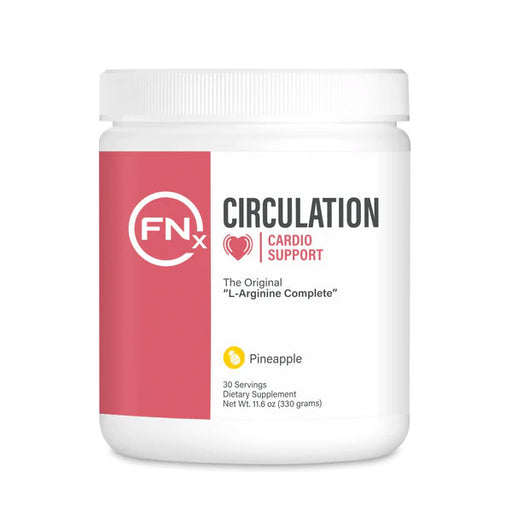 A container of Fenix Nutrition Circulation Cardio Support supplement in pineapple flavor.