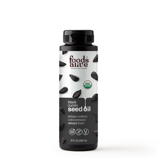 Foods Alive Black Seed Cumin Oil, 8 oz, front of bottle