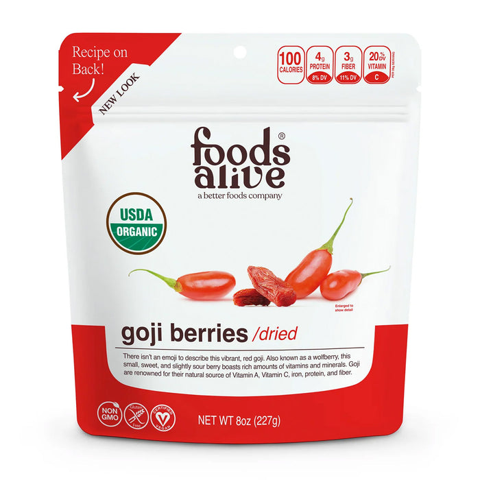 Foods Alive Goji Berries, 8 oz, front of pouch