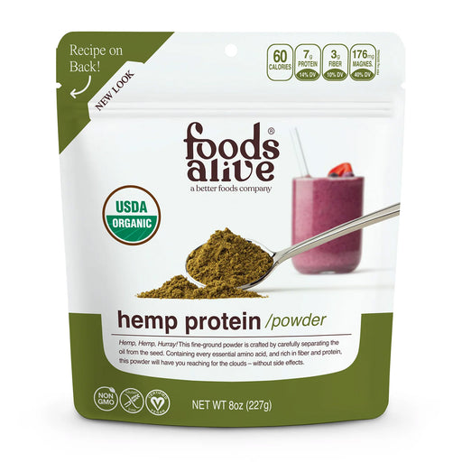 Foods Alive Hemp Protein Powder, 8 oz, front of pouch