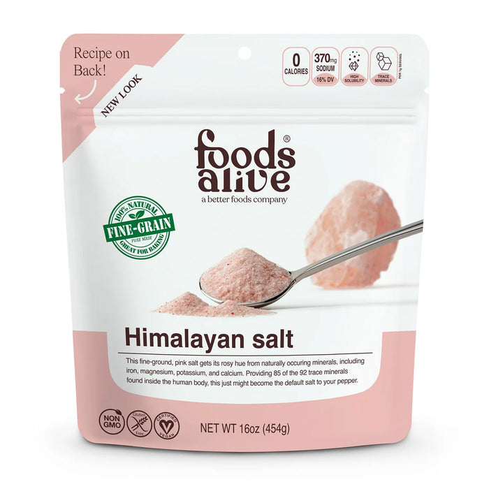 Foods Alive Himalayan Pink Salt, 16 oz, front of pouch