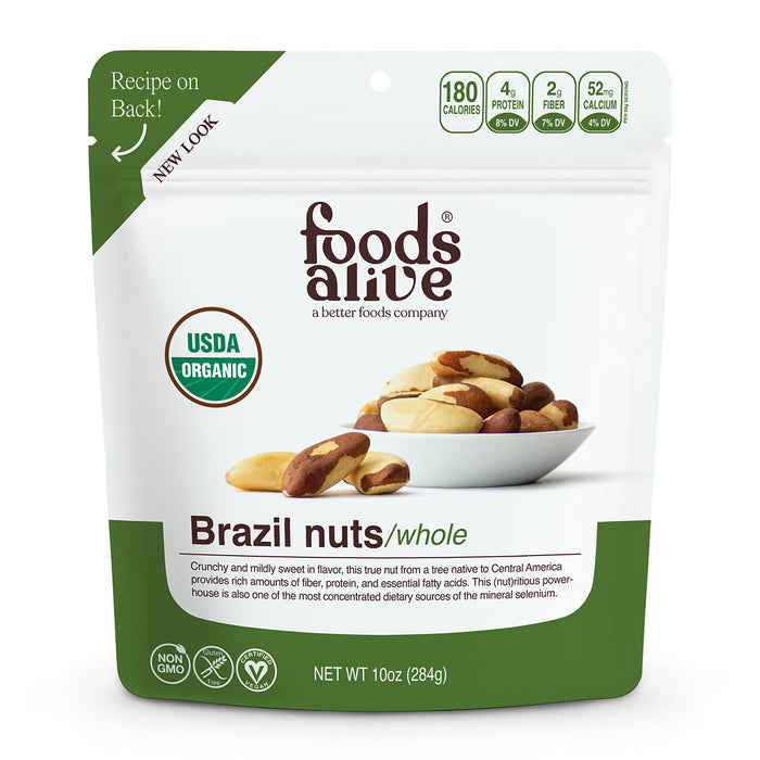 Foods Alive Organic Brazil Nuts, 10 oz, front of pouch