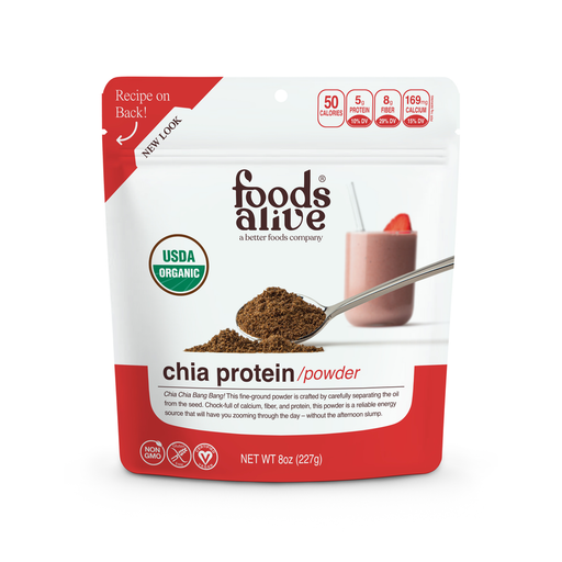 Foods Alive Organic Chia Protein Powder, 8 oz, front of pouch