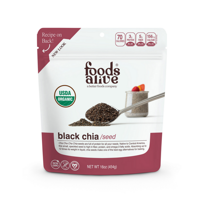 Foods Alive Organic Chia Seeds, 16 oz, front of pouch