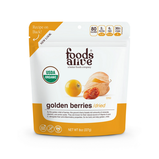 Foods Alive Organic Golden Berries, 8 oz, front of pouch