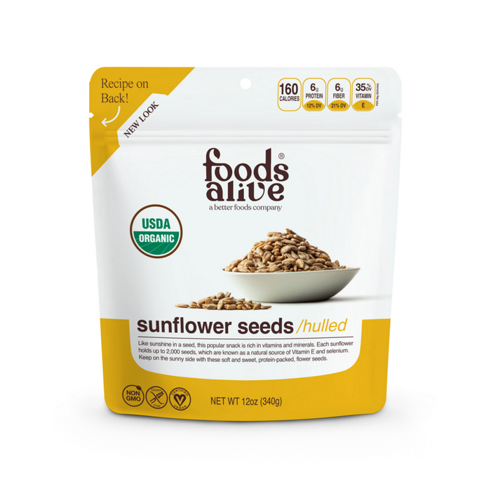 Foods Alive Organic Sunflower Seeds, 12 oz, front of pouch