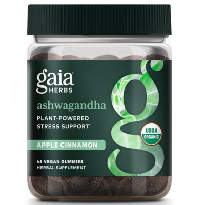 Gaia Herbs Ashwagandha Gummies 600 mg, 45 gummies, front of bottle