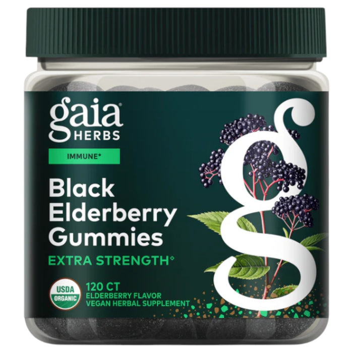 Gaia Herbs Black Elderberry Extra Strength Gummies, 120 gummies, front of bottle