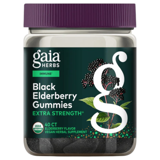 Gaia Herbs Black Elderberry Extra Strength Gummies, 40 gummies, front of bottle