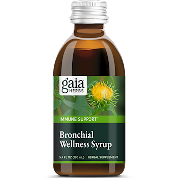 Gaia Herbs Bronchial Wellness Herbal Syrup, 5.4 fl oz, front of bottle