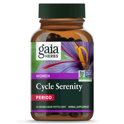 Gaia Herbs Cycle Serenity Period, 60 phyto-caps, front of bottle