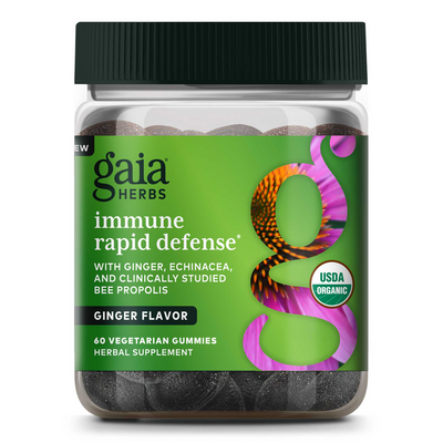 Gaia Herbs Immune Rapid Defense, 60 gummies, front of bottle