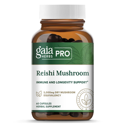 Gaia Herbs PRO Reishi Mushroom, 60 capsules, front of bottle
