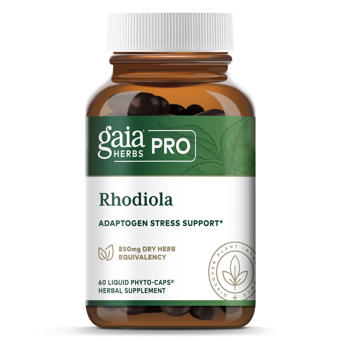 Gaia Herbs PRO Rhodiola 120 mg, 60 liquid phyto-caps, front of bottle