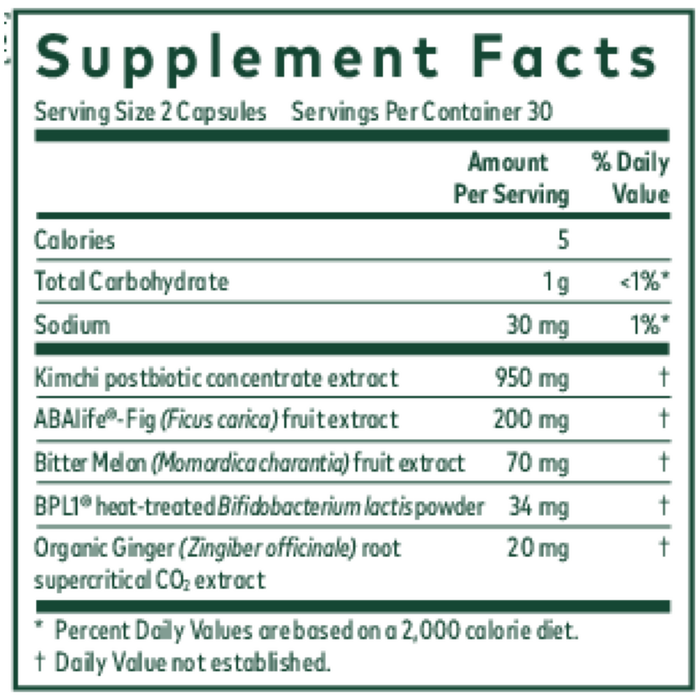 Gaia Herbs PRO Tri-Glycemic 60 capsules supplement facts label