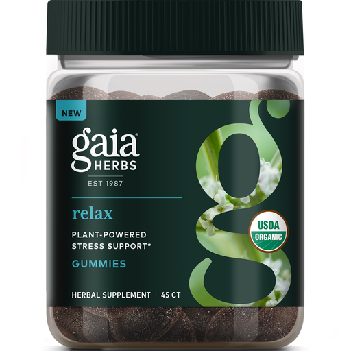 Gaia Herbs Relax, 45 gummies, front of bottle
