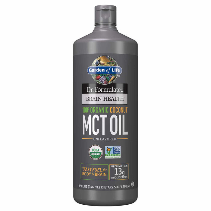 Garden of Life Dr. Formulated 100% Organic Coconut MCT Oil, 32 fl oz, front of bottle