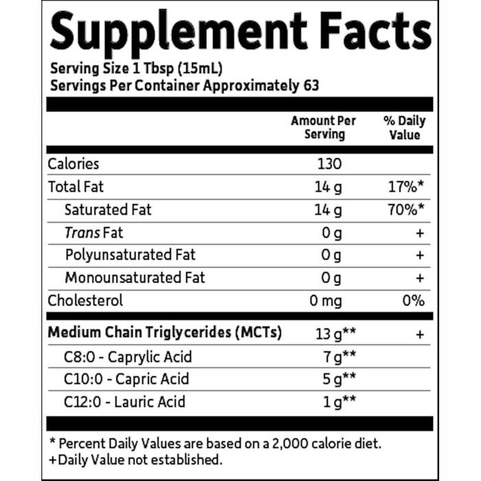 Garden of Life Dr. Formulated 100% Organic Coconut MCT Oil 32 fl oz supplement facts label