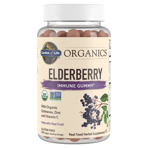 Garden of Life mykind Organics Elderberry Immune Gummies, 120 gummies, front of bottle