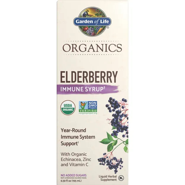 Garden of Life mykind Organics Elderberry Syrup, 6.5 fl oz, front of bottle