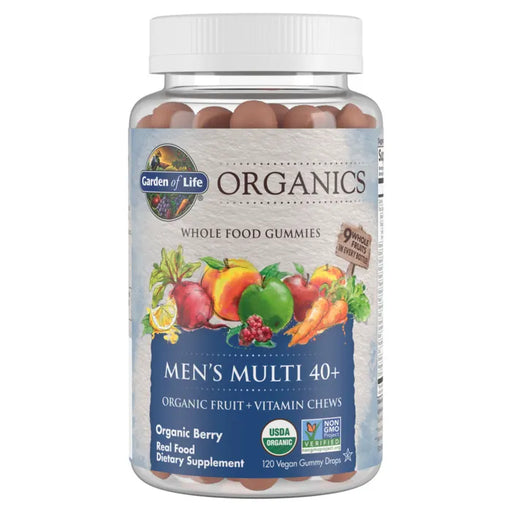 Garden of Life mykind Organics Men's 40+ Multi Berry Gummies, 120 gummies, front of bottle