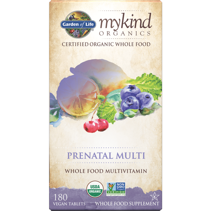Garden of Life mykind Organics Prenatal Multi, 180 tablets, front of box