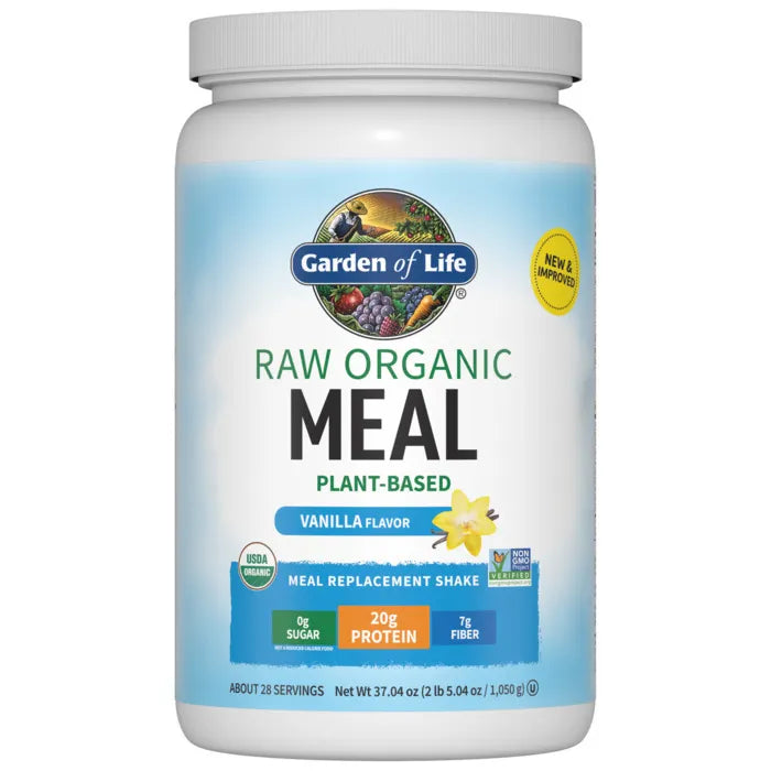 Garden of Life RAW Organic Meal Vanilla, 28 servings, front of tub