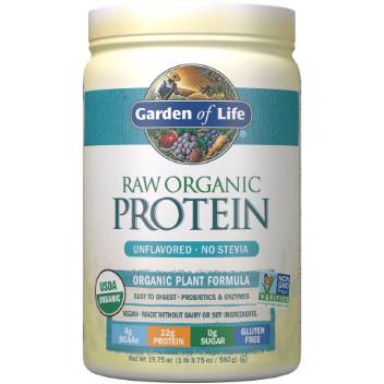 Garden of Life RAW Organic Protein Unflavored, 20 servings, front of tub