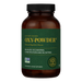 A bottle of Oxy-Powder dietary supplement by Global Healing, with a label that includes the brand name, product name, and benefits such as relieving constipation and bloating.