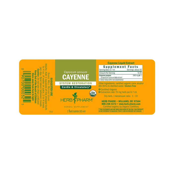 Herb Pharm Cayenne supplement facts label