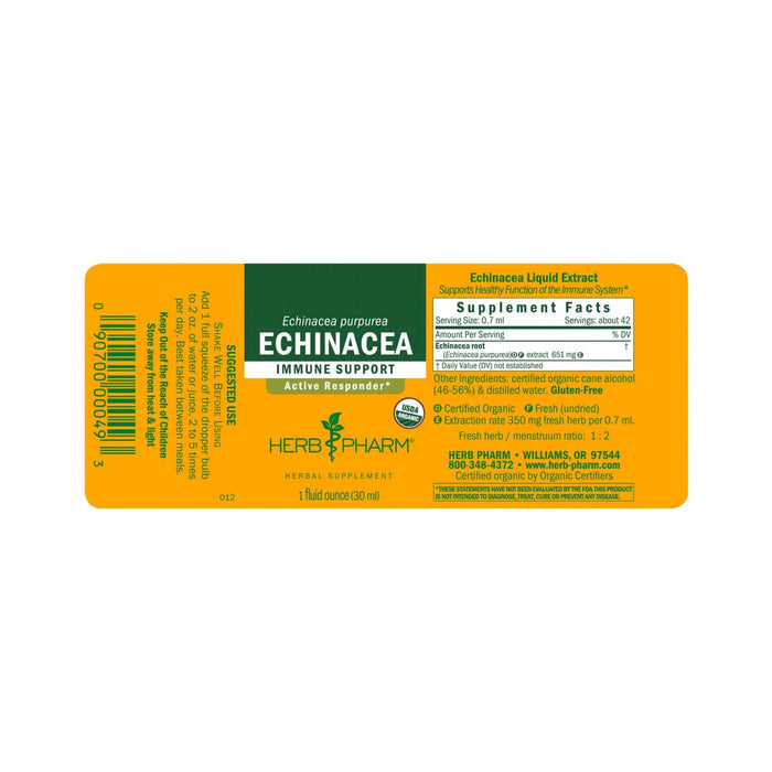 Herb Pharm Echinacea supplement facts label